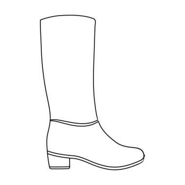 Knee yüksek simgesi beyaz arka plan üzerinde izole anahat tarzı çizmeler. Ayakkabı sembol stok vektör çizim.