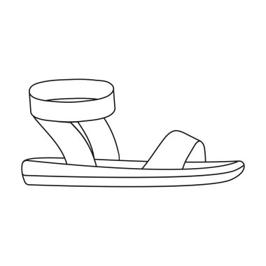 Kadın sandalet simgesi beyaz arka plan üzerinde izole anahat tarzı. Ayakkabı sembol stok vektör çizim.