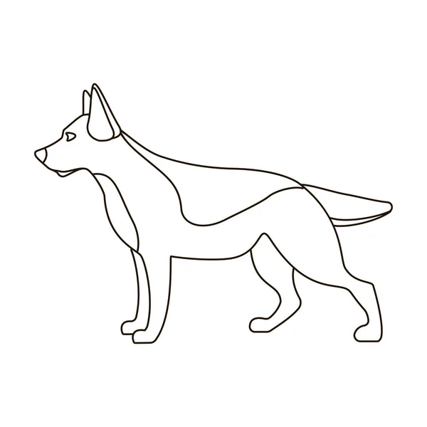 Owczarek niemiecki ikona stylu kontur na białym tle. Rasy psów symbol Stockowa ilustracja wektorowa. — Wektor stockowy