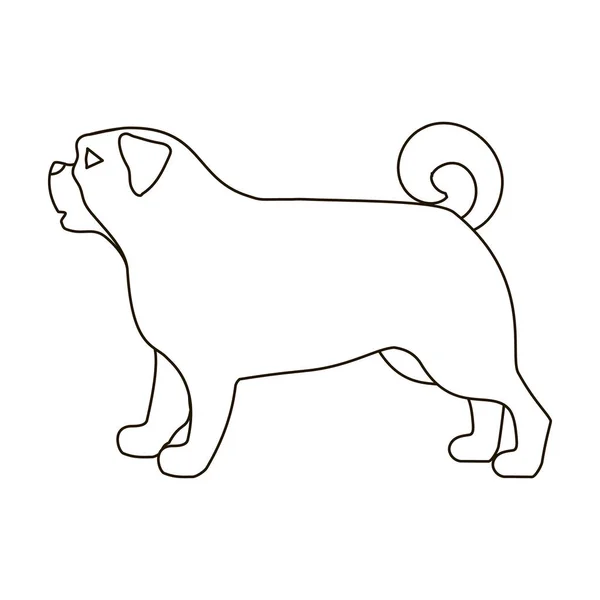 Mops ikona stylu kontur na białym tle. Rasy psów symbol Stockowa ilustracja wektorowa. — Wektor stockowy