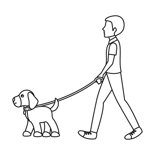 Icono de paseo del perro en estilo de contorno aislado sobre fondo blanco. Perro símbolo stock vector ilustración . — Vector de stock
