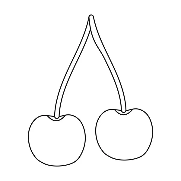 Icône cerise en style contour isolé sur fond blanc. Illustration vectorielle du symbole de fruit . — Image vectorielle