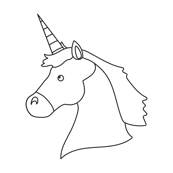 Ikon Unicorn dalam gaya garis besar terisolasi pada latar belakang putih. Gambar vektor stok simbol gay . - Stok Vektor