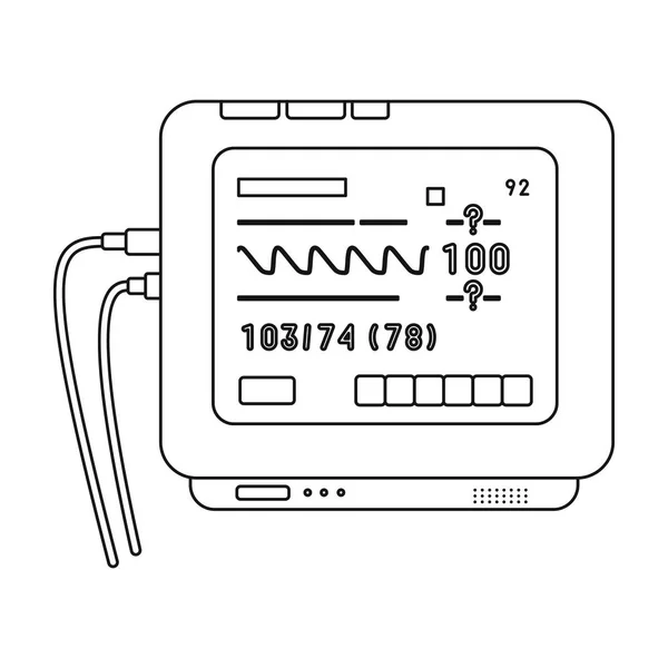 Icône de la machine ECG dans le style de contour isolé sur fond blanc. Illustration vectorielle du symbole médical et hospitalier . — Image vectorielle