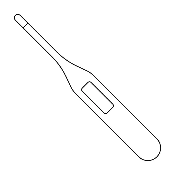 Icona termometro in stile contorno isolato su sfondo bianco. Illustrazione vettoriale dello stock del simbolo della medicina e dell'ospedale . — Vettoriale Stock