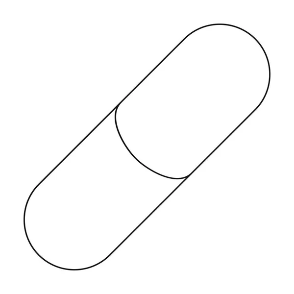 Het pictogram van de pil in kaderstijl geïsoleerd op een witte achtergrond. Geneeskunde en ziekenhuis symbool voorraad vectorillustratie. — Stockvector