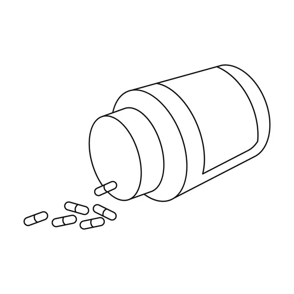 Icona medicamenti in stile contorno isolato su sfondo bianco. Illustrazione vettoriale dello stock del simbolo della medicina e dell'ospedale . — Vettoriale Stock