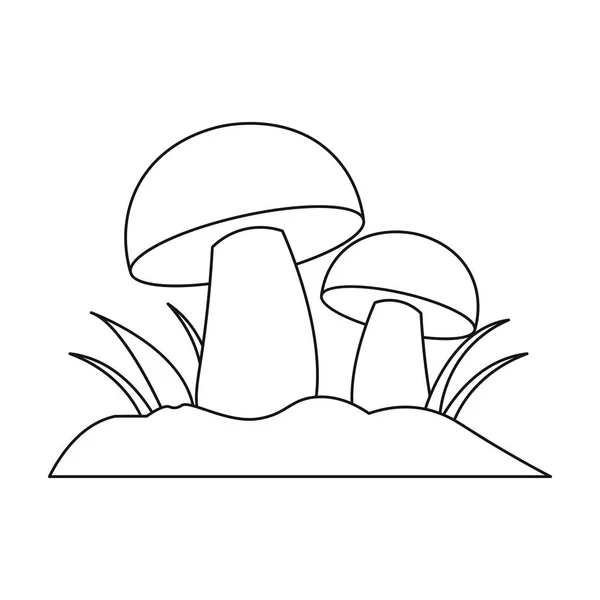 Icono de hongo en estilo de contorno aislado sobre fondo blanco. Planta símbolo stock vector ilustración . — Vector de stock