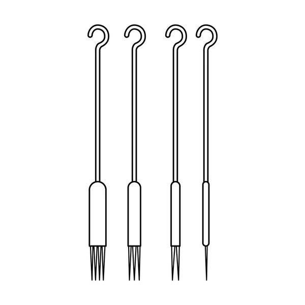 Tatuaż igły ikona stylu kontur na białym tle. Tatuaż symbol Stockowa ilustracja wektorowa. — Wektor stockowy