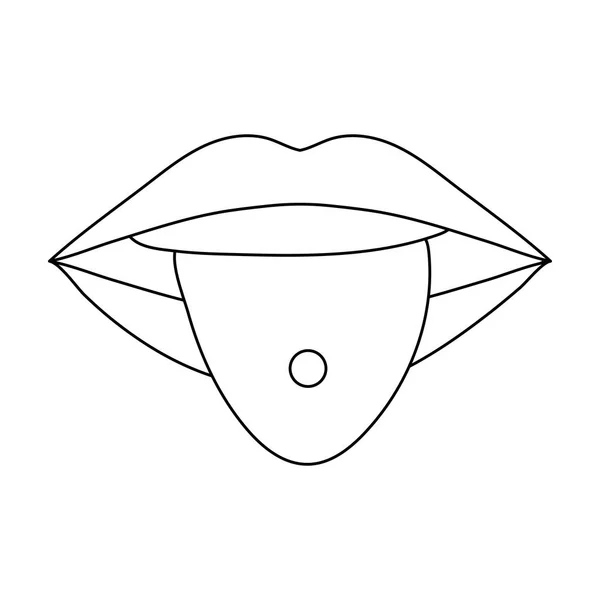Icono de lengua perforada en estilo de contorno aislado sobre fondo blanco. Tatuaje símbolo stock vector ilustración . — Vector de stock