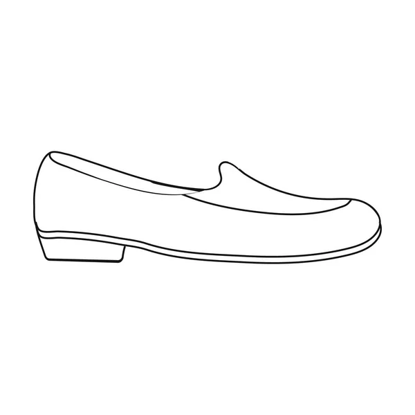Значок мокасины в стиле контура выделен на белом фоне. Векторная иллюстрация обуви . — стоковый вектор
