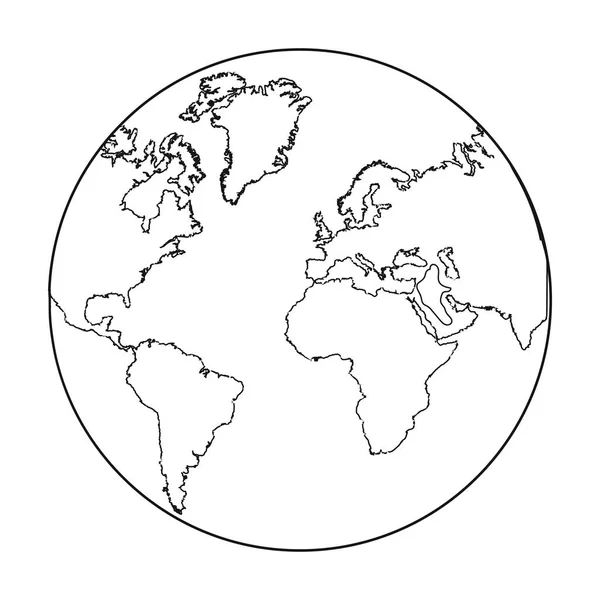 Иконка Земли в стиле контура выделена на белом фоне. Векторная иллюстрация . — стоковый вектор