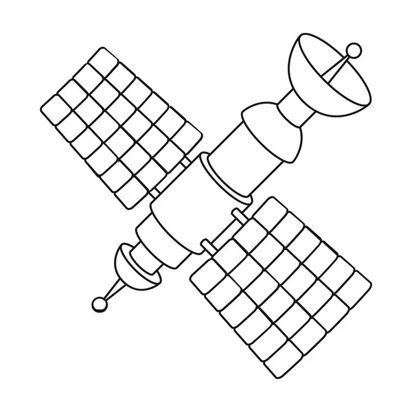 Icône satellite en style contour isolé sur fond blanc. Image vectorielle de l'espace symbole stock . — Image vectorielle