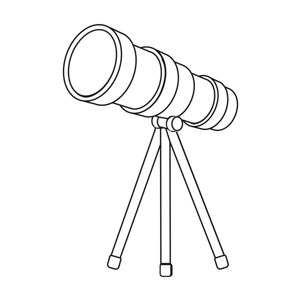 Icône du télescope dans le style de contour isolé sur fond blanc. Image vectorielle de l'espace symbole stock . — Image vectorielle