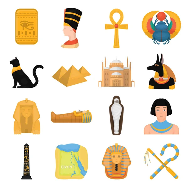 Forntida Egypten ange ikoner i tecknad stil. Stor samling av antika Egypten vektor symbol stock illustration — Stock vektor