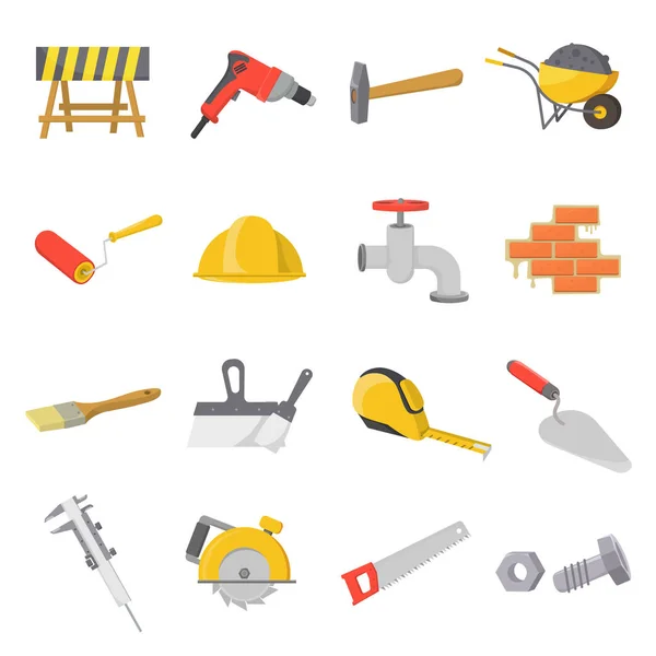 Bauen und reparieren Set-Icons im Cartoon-Stil. Große Sammlung von Build-and-Reparatur-Vektor-Symbolen — Stockvektor