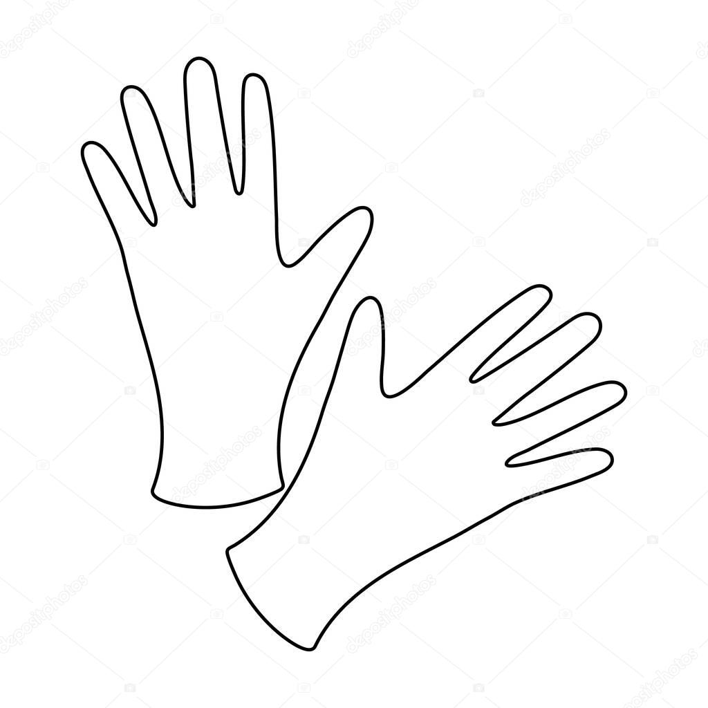 Black protective rubber gloves icon in outline style isolated on white background. Tattoo symbol vector illustration.