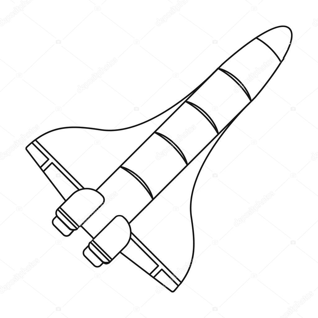 Space shuttle icon in outline style isolated on white background. Space