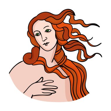 İtalyan beyaz arka plan üzerinde izole karikatür tarzı simgesinde aşk tanrıçası. İtalya ülke sembol stok vektör çizim.