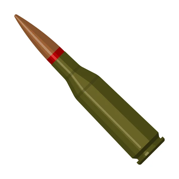 Icono de bala de rifle militar en estilo de dibujos animados aislado sobre fondo blanco. Militar y ejército símbolo stock vector ilustración — Archivo Imágenes Vectoriales