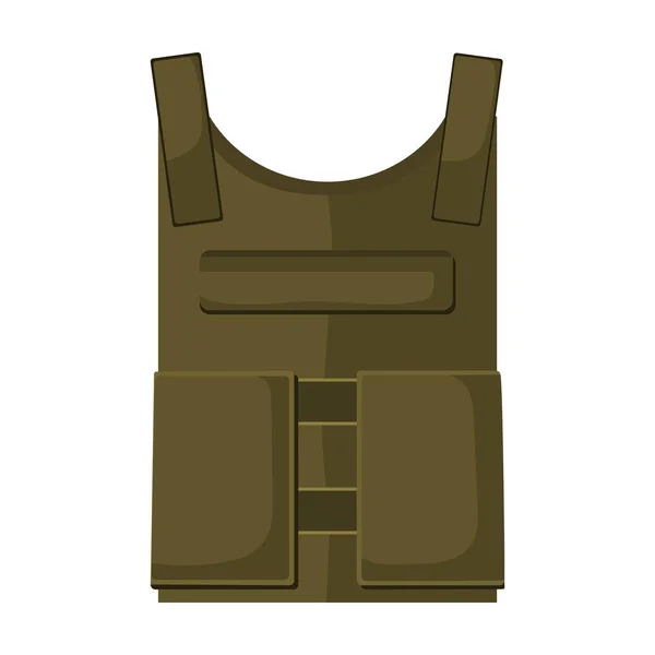 Icono del chaleco antibalas del ejército en estilo de dibujos animados aislado sobre fondo blanco. Militar y ejército símbolo stock vector ilustración — Vector de stock