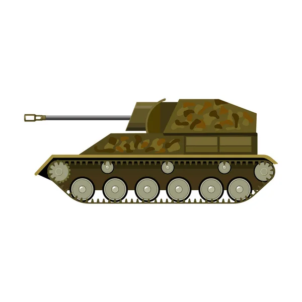 Иконка военного танка в мультяшном стиле выделена на белом фоне. Векторная иллюстрация символов армии и армии — стоковый вектор