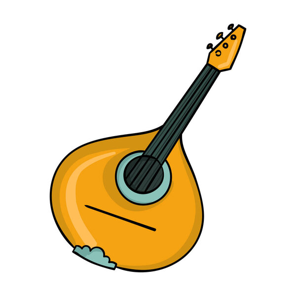 Italian mandolin icon in cartoon style isolated on white background. Italy country symbol stock vector illustration.