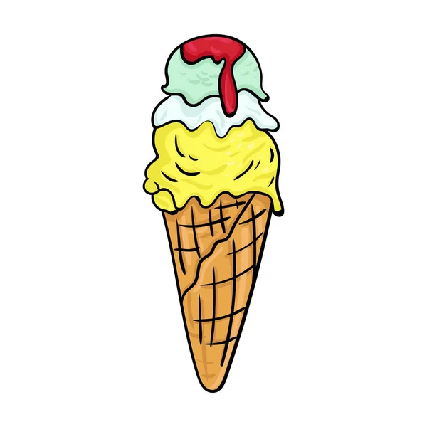 Italiaanse gelato pictogram in cartoon stijl geïsoleerd op een witte achtergrond. Italië land symbool voorraad vectorillustratie. — Stockvector