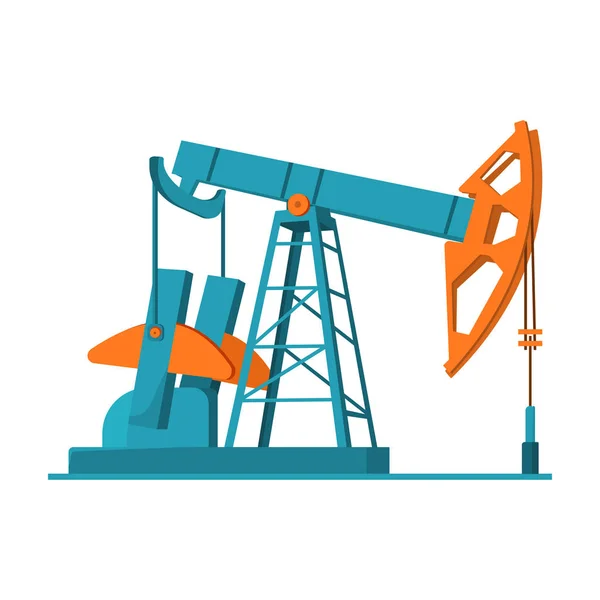 Oil pumpjack icon in cartoon style isolated on white background. Oil industry symbol stock vector illustration. — Stock Vector