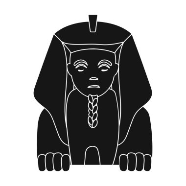 Sfenks simge siyah stil beyaz arka plan üzerinde izole içinde. Antik Mısır sembolü hisse senedi vektör çizim.