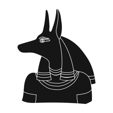 Anubis simge siyah stil beyaz arka plan üzerinde izole içinde. Antik Mısır sembolü hisse senedi vektör çizim.