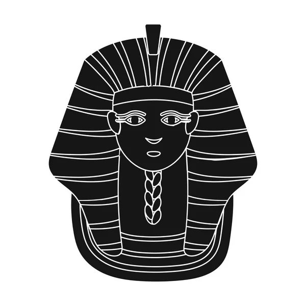 Faraoni Zlatá maska ikona v černém stylu izolovaných na bílém pozadí. Starověký Egypt symbol akcií vektorové ilustrace. — Stockový vektor