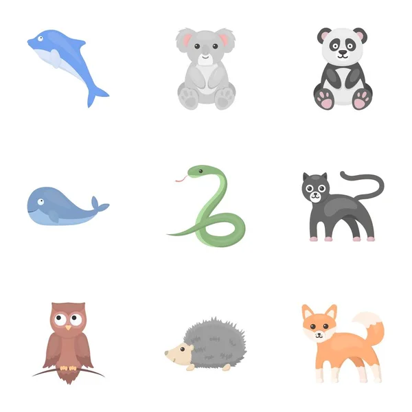 Tiere setzen Symbole im Cartoon-Stil. große Sammlung von Tieren Vektor Symbol Stock Illustration — Stockvektor