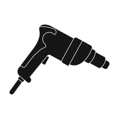 Simge siyah stil beyaz arka plan üzerinde izole içinde matkap. Kurmak ve sembol stok vektör çizim onarma.