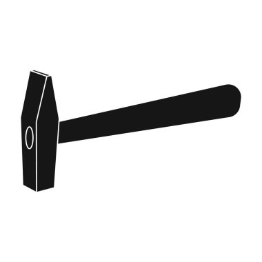 Simge siyah stil beyaz arka plan üzerinde izole çekiç. Kurmak ve sembol stok vektör çizim onarma.