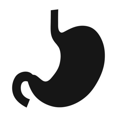 İnsan mide simge siyah stil beyaz arka plan üzerinde izole içinde. İnsan organlarını hisse senedi vektör çizim sembolü.