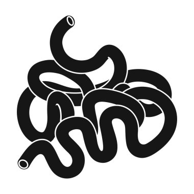 İnsan ince bağırsak simgesinde siyah stil beyaz arka plan üzerinde izole. İnsan organlarını hisse senedi vektör çizim sembolü.