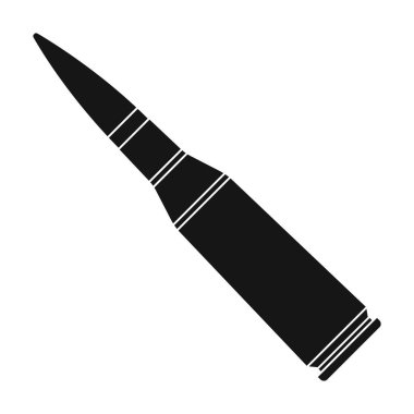 Askeri tüfek mermi simge siyah tarzında beyaz arka plan üzerinde izole. Askeri ve ordu sembol stok vektör çizim