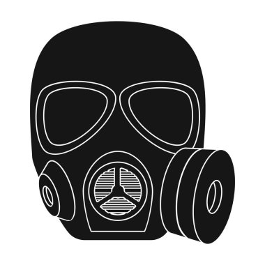 Ordu gaz maskesi simge siyah stil beyaz arka plan üzerinde izole içinde. Askeri ve ordu sembol stok vektör çizim
