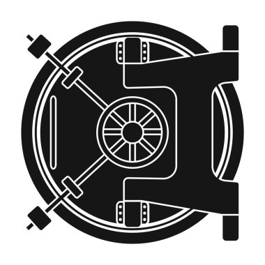 Banka kasa simge siyah stil beyaz arka plan üzerinde izole içinde. Para ve Finans sembol stok vektör çizim.