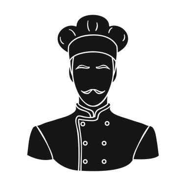 Restoran Şef simge siyah stil beyaz arka plan üzerinde izole içinde. Restoran sembol stok vektör çizim.