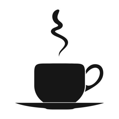 Kahve fincanı simge siyah stil beyaz arka plan üzerinde izole içinde. Restoran sembol stok vektör çizim.