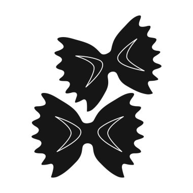 Farfalle simge siyah stil beyaz arka plan üzerinde izole makarna. Makarna sembol stok tür illüstrasyon vektör.
