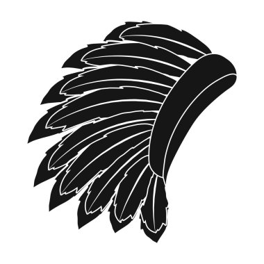 Savaş bonnet simgesinde siyah stil beyaz arka plan üzerinde izole. ABD ülke sembol stok vektör çizim.