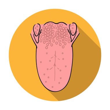 Düz stil beyaz arka plan üzerinde izole insan dil simgesini. İnsan organlarını hisse senedi vektör çizim sembolü.