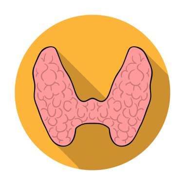 Düz stil beyaz arka plan üzerinde izole insan tiroid simgesini. İnsan organlarını hisse senedi vektör çizim sembolü.