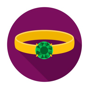 Elmas simgesi beyaz arka plan üzerinde izole düz tarzı ile halka. Takı ve Aksesuar sembol stok vektör çizim.