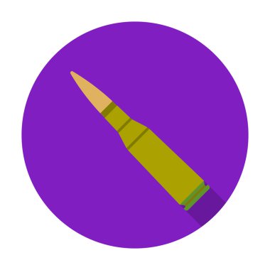 Askeri tüfek mermi düz stil beyaz arka plan üzerinde izole simgesinde. Askeri ve ordu sembol stok vektör çizim