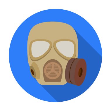 Ordu gaz maskesi simgesi beyaz arka plan üzerinde izole düz stilde. Askeri ve ordu sembol stok vektör çizim