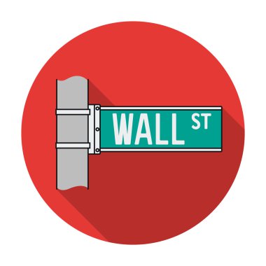 Wall Street düz stil beyaz arka plan üzerinde izole işareti simgesi. Para ve Finans sembol stok vektör çizim.